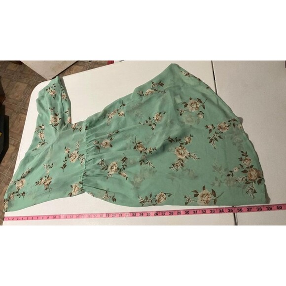 Torrid Women's Plus Size 1X Mint Green Floral Sheer Chiffon Blouse Top - Picture 7 of 8